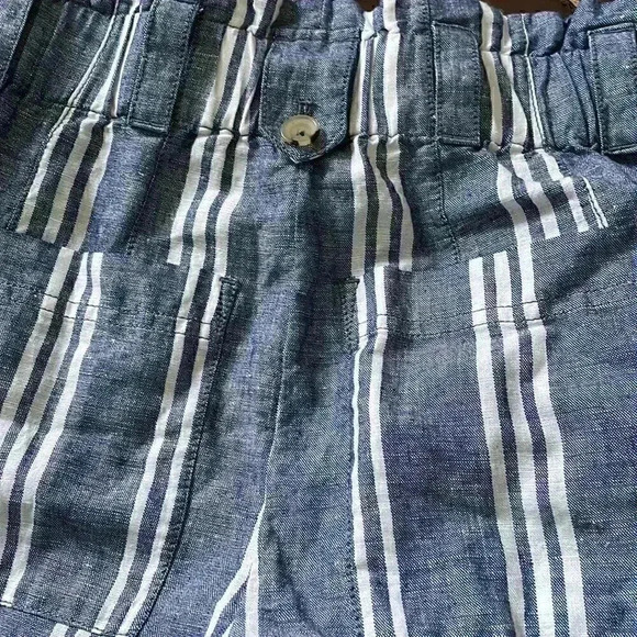 Maeve linen railroad stripe wide leg pocket button fly high waist pants 0 NWT - Picture 6 of 7